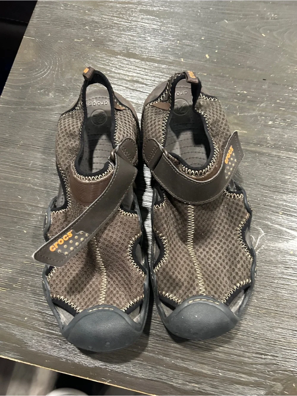 CROCS Brown and Black Mesh Sport Sandals